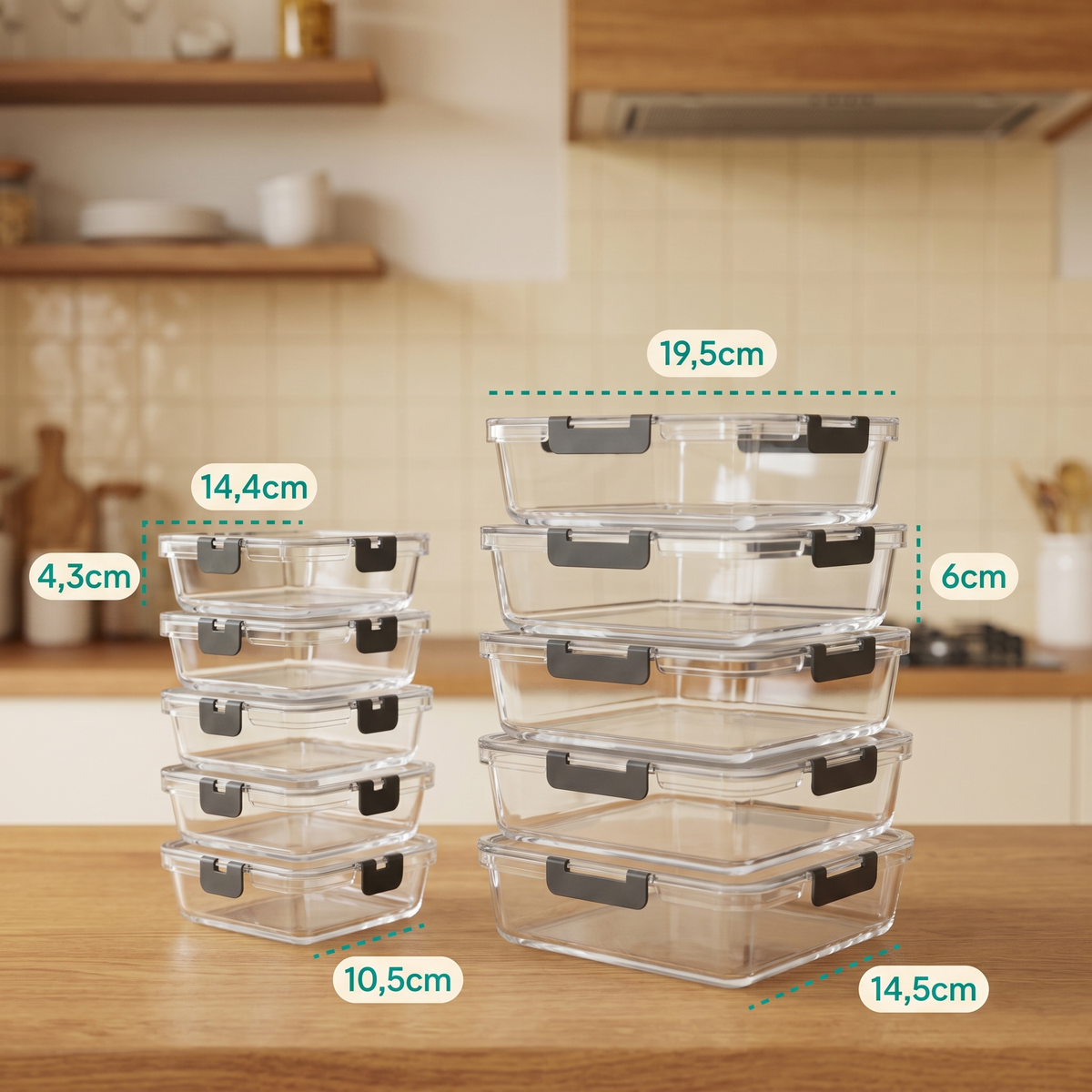 Vivid Green Mealprepbakjes Glas 10 stuks