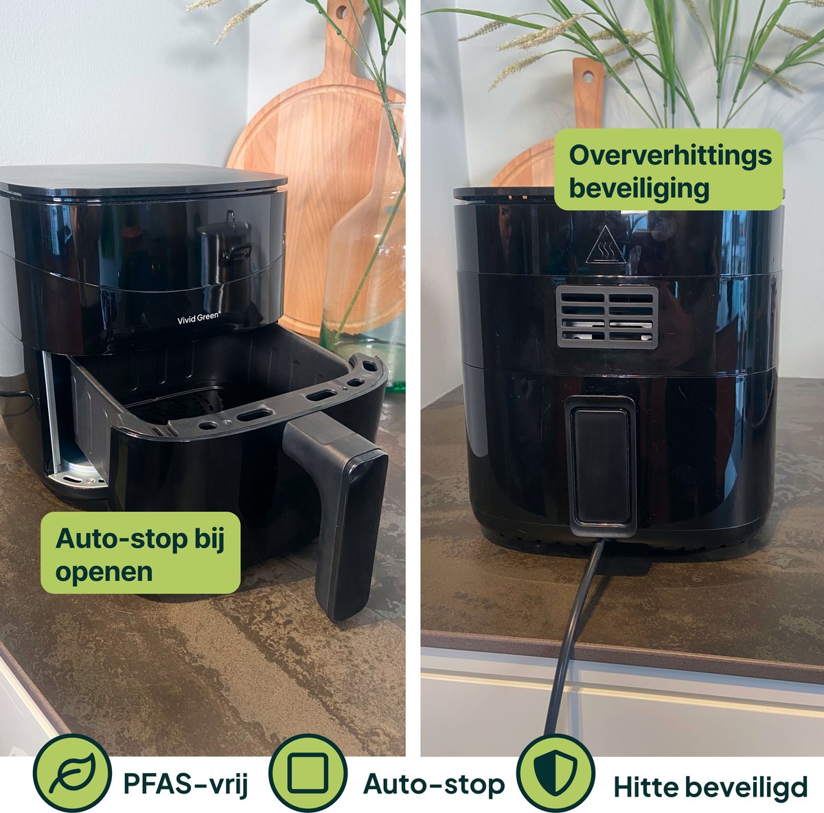 Vivid Green Airfryer met Display 3L