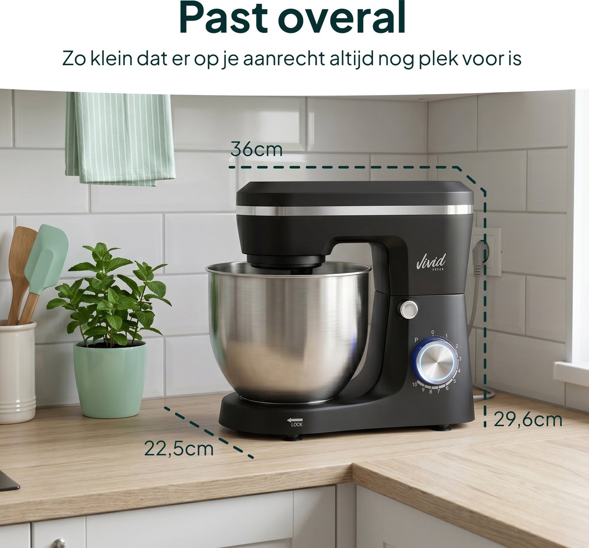 Robot pâtissier Vivid Green 1500W - bol mélangeur de 3,8L