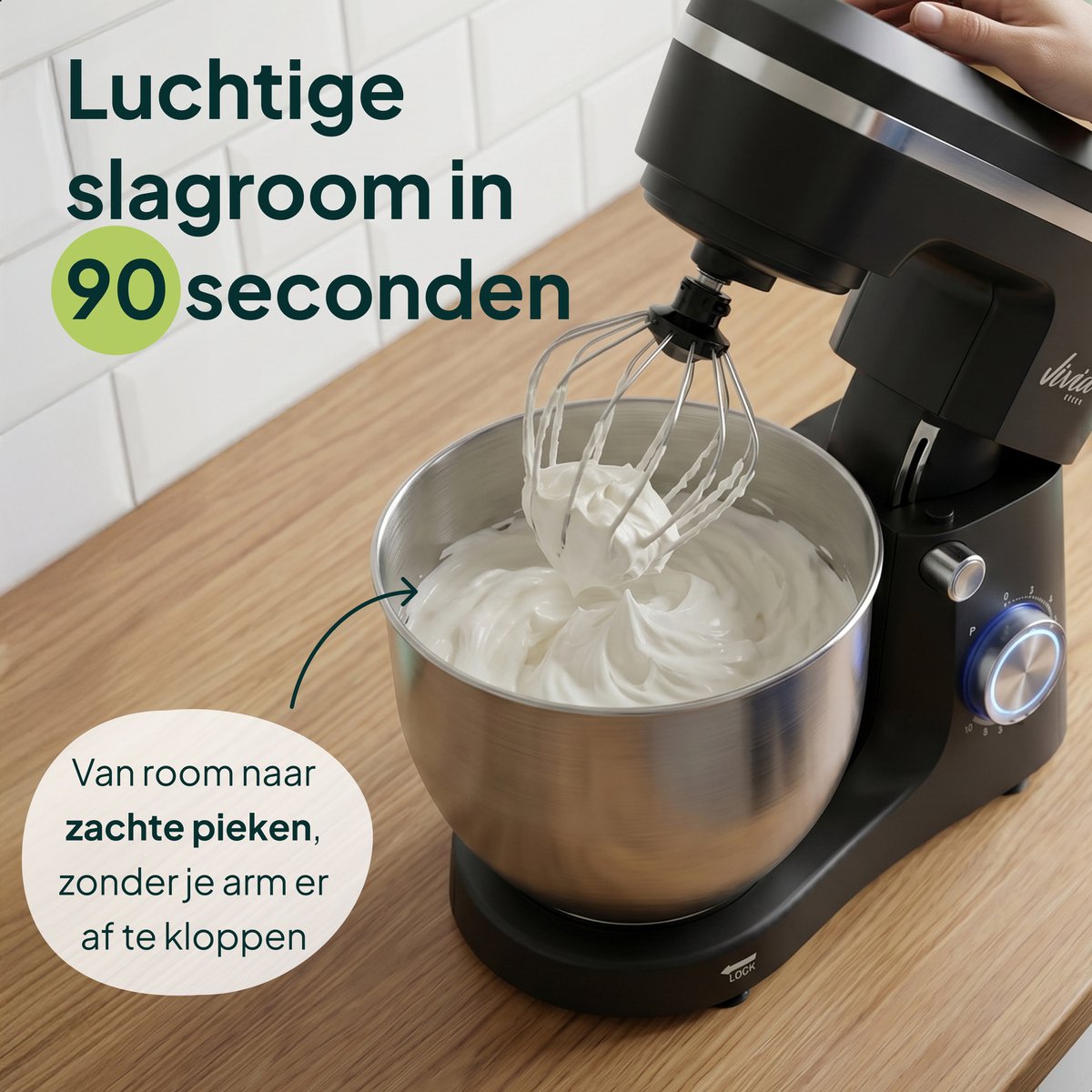 Robot pâtissier Vivid Green 1500W - bol mélangeur de 3,8L