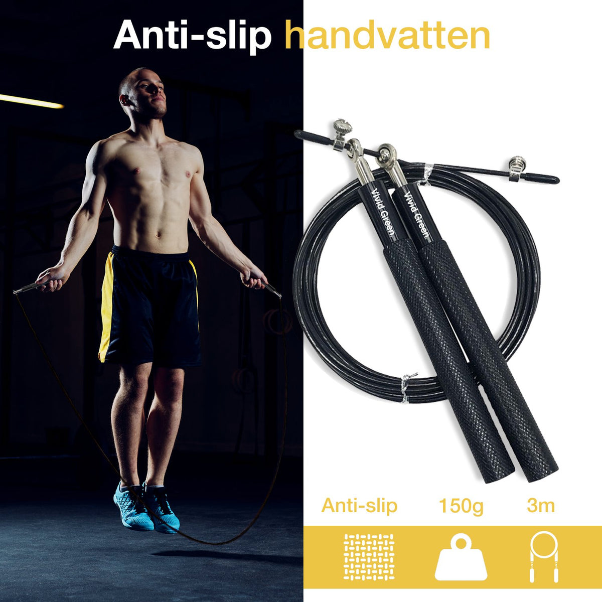 Corde à sauter de sport professionnelle Vivid Green avec compteur