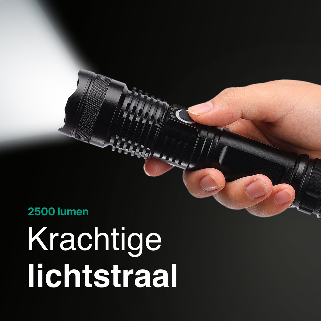 Lampe torche rechargeable Vivid Green 5000 mAh - 2500 lumens - Noir