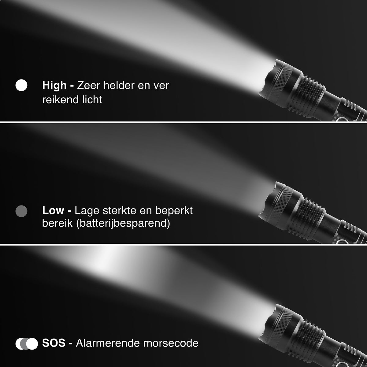 Lampe torche rechargeable Vivid Green 5000 mAh - 2500 lumens - Noir