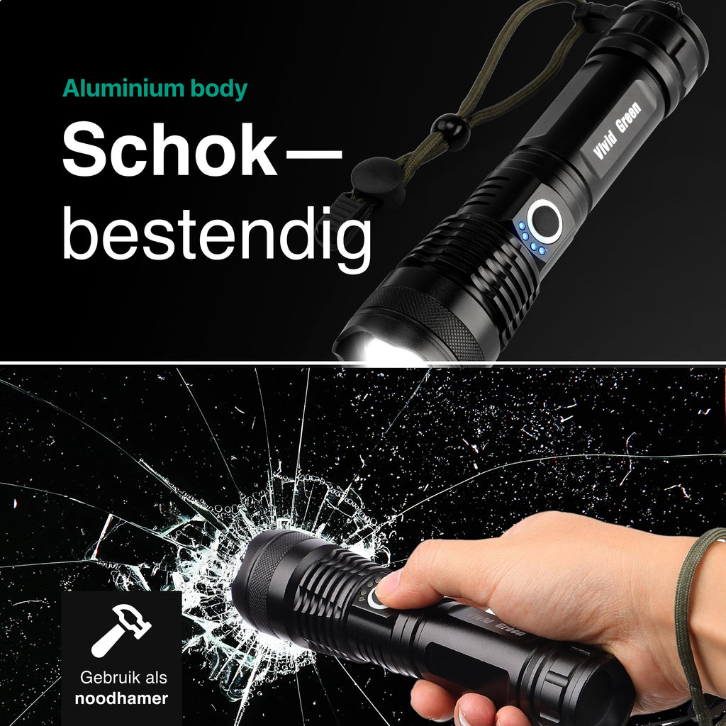 Lampe torche rechargeable Vivid Green 5000 mAh - 2500 lumens - Noir