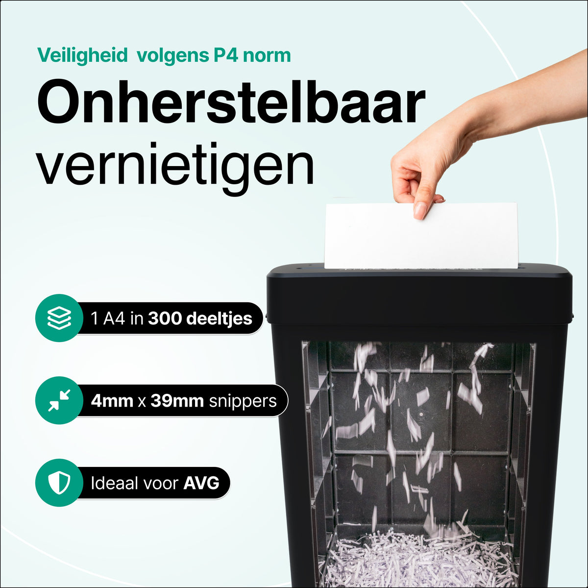Déchiqueteuse de papier Vivid Green 13L - Noir