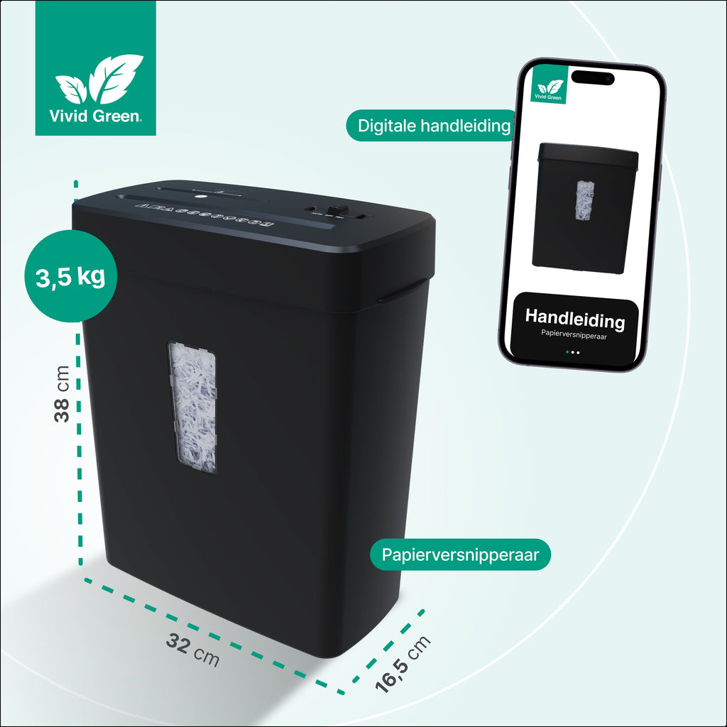 Déchiqueteuse de papier Vivid Green 13L - Noir