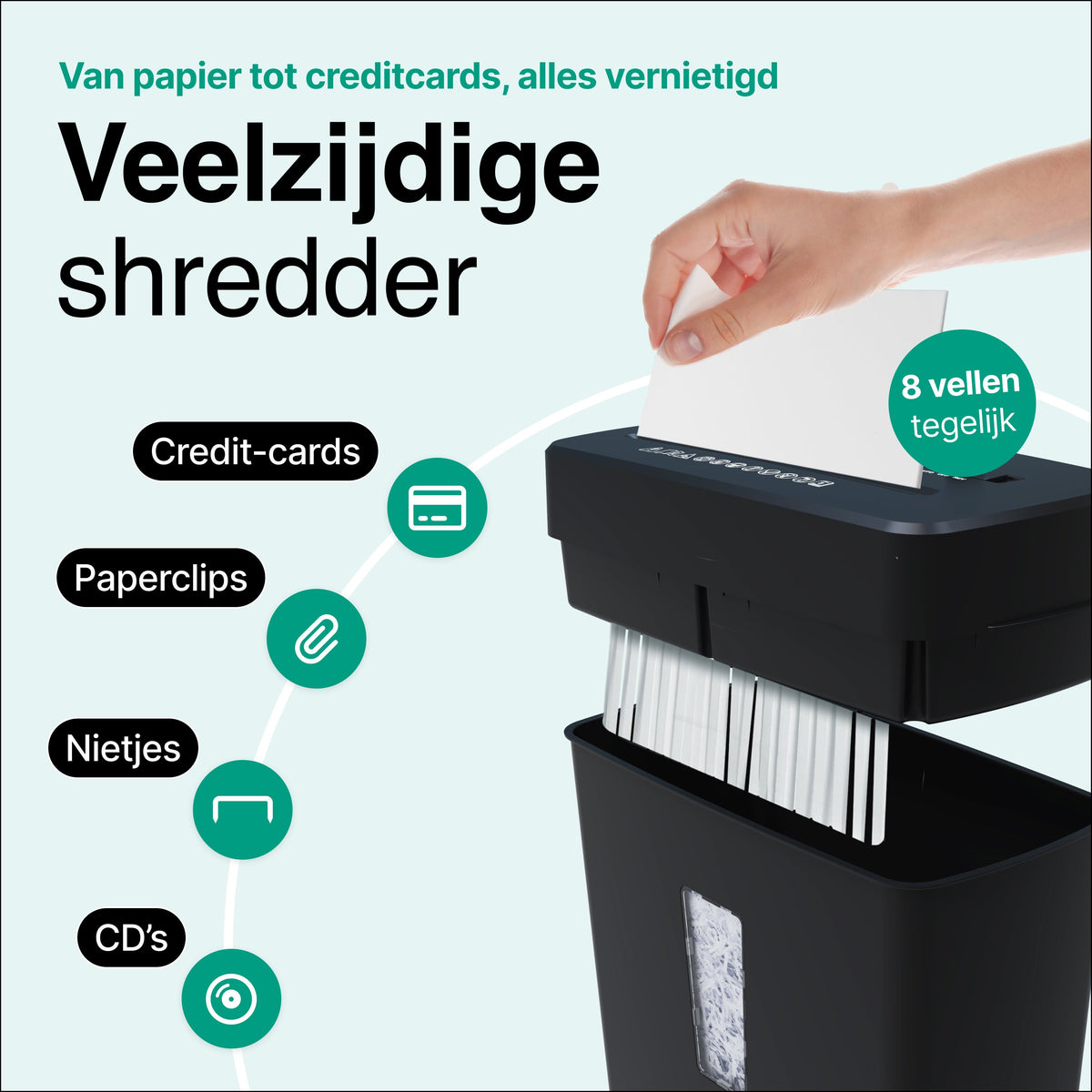 Déchiqueteuse de papier Vivid Green 13L - Noir