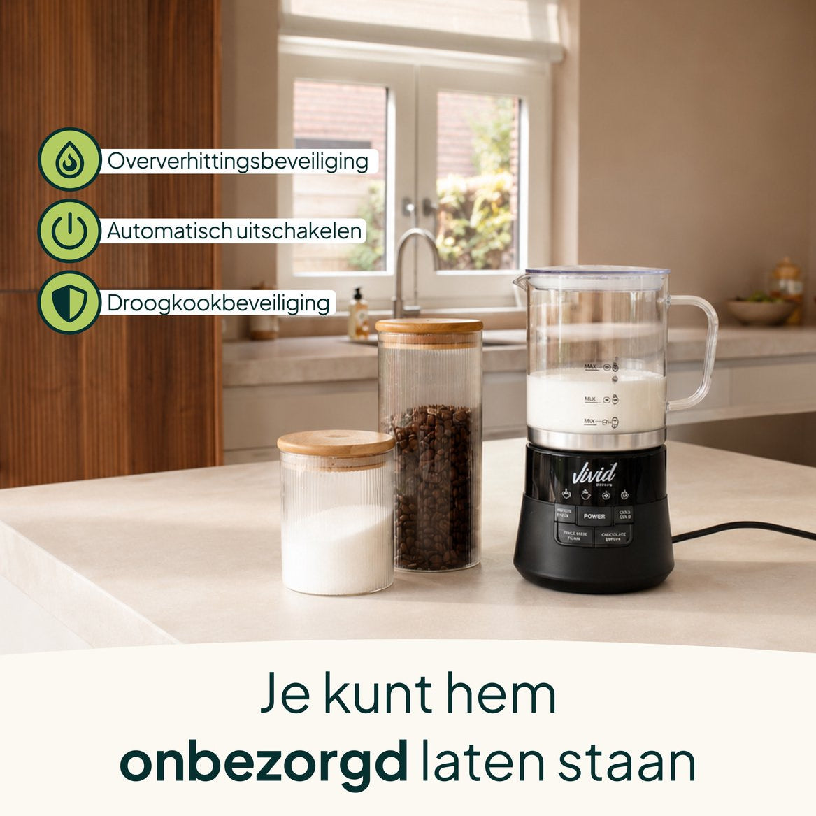 Vivid Green Deluxe Glazen Melkopschuimer