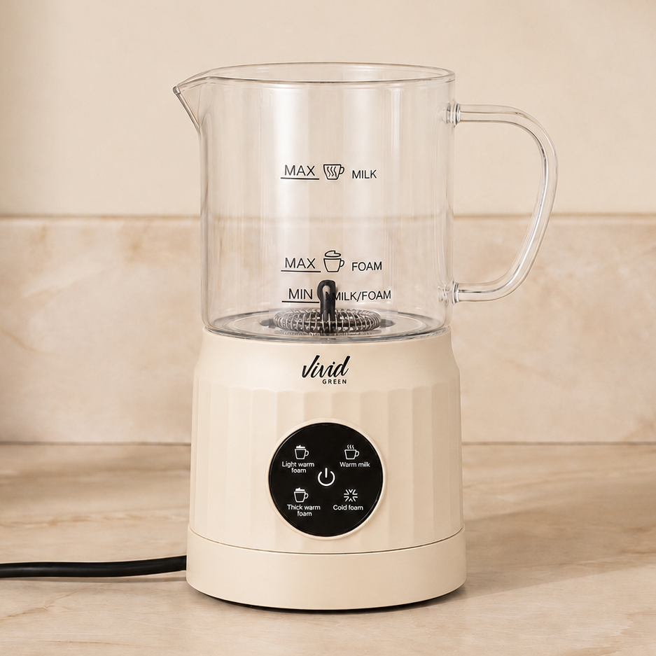 Vivid Green Glazen Melkopschuimer - 400ML