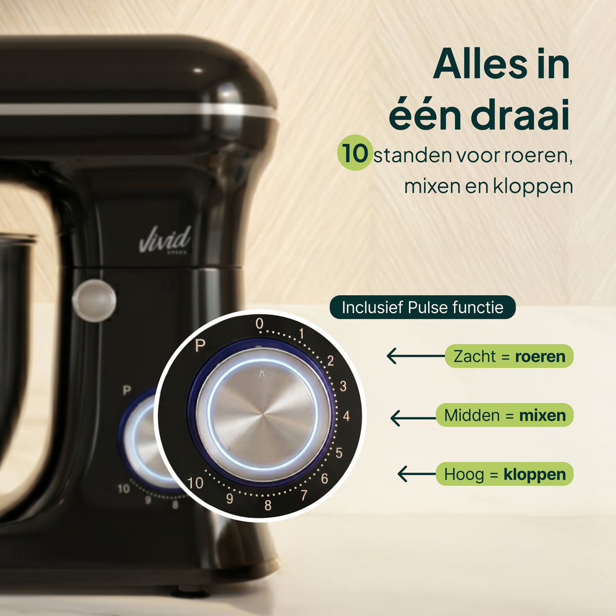 Vivid Green Keukenmachine 1500W - 5L Mengkom