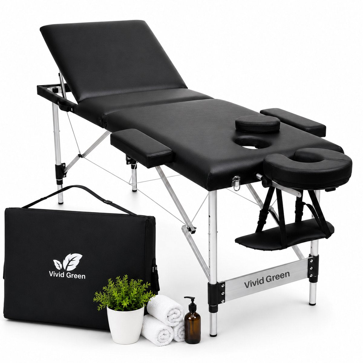 Table de massage Vivid Green 3 zones - Pliable - 8 positions de hauteur